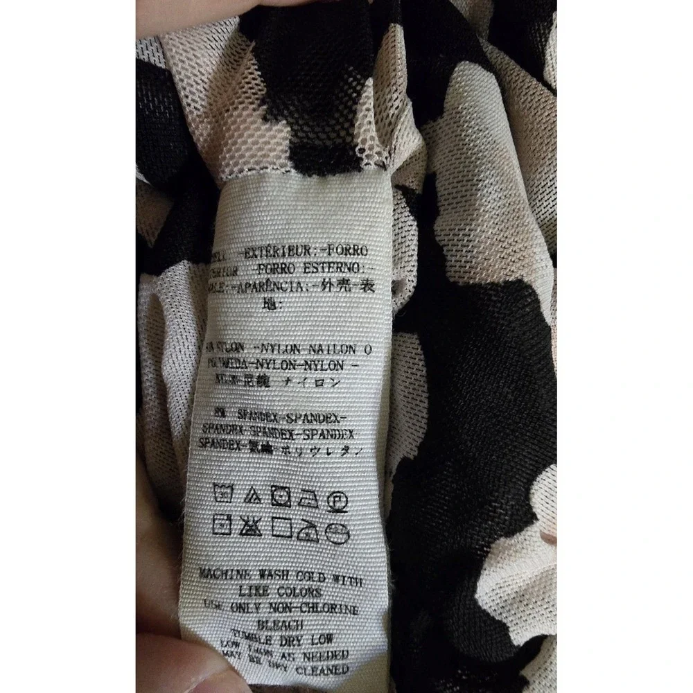 Free People Top Women Large Black Flower Fields Mesh Puff Sleeve Babydoll Blouse